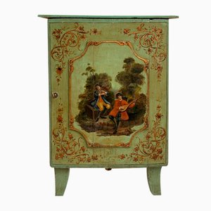 European Painted Wood Corner Cabinet with a Polychrome Medallion with Musicians, 19th Century
