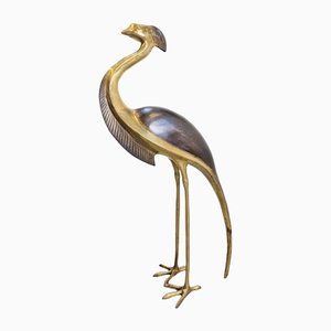 Vintage Regency Gold Brass Flamingo or Crane, 1970s