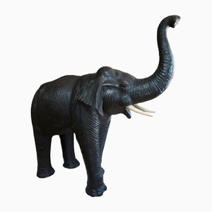 Escultura de elefante Liarge de cuero, años 20