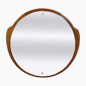 Vintage Round Teak Mirror