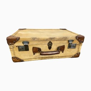 Art Deco Parchment Leather Suitcase with Rivets