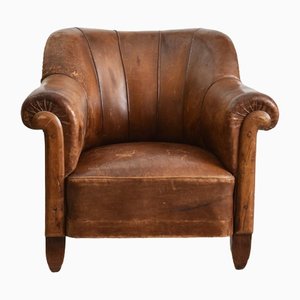 French Leather Club Chair, 1930s