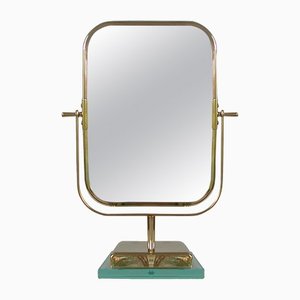 Italian Brass & Glass Double Sided Table Mirror in style of Gio Ponti for Fontana Arte, 1950s
