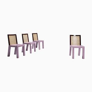 Postmoderne Rosa Esszimmerstühle von Ettore Sottsass für Leitner, 1980er, 4er Set