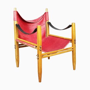 Italienischer Mid-Century Oasi 85 Armlehnstuhl aus Leder & Holz von Legler für Zanotta, 1960er