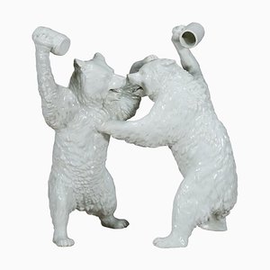 Fighting Bears Porcelaine Skulptur, Deutschland, 1920er