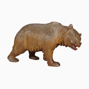 Large Vintage Wooden Strolling Bear Handcarved in Brienz, 1930s