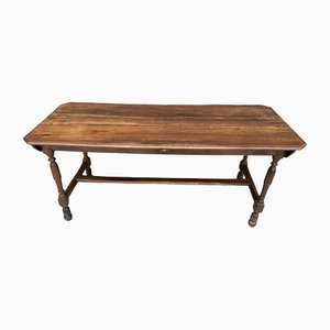 Antique French Oak & Fruitwood Refectory Dining Table, 1840s