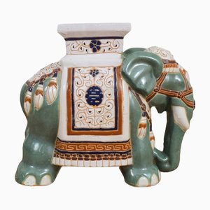 Vintage French Ceramic Elephant Plant Stand, 1970s