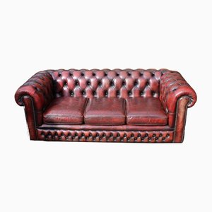 Leather Red Chesterfield Settee, 1960s