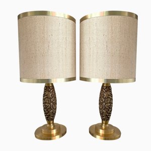 Mid-Century Modern Italian Brass Lamps attributed to Luciano Frigerio, 1970s, Set of 2