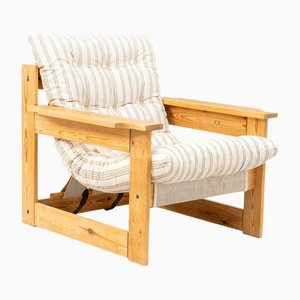 Swedish Brutalist Cabin Armchair in Pine by Karin Mobring, 1960