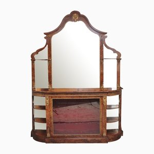 Antique 19th Century Burr Walnut Mirror Credenza, 1860s