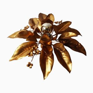 Gold Bell Flower Wall Lamp attributed to Hans Kögl, 1970s