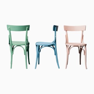 Multicolor Wood Chairs, 1950s, Set of 3
