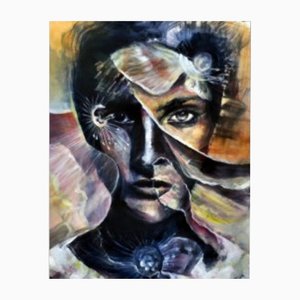 Bellule'Art, Woman with Petals, 2021, Acrylic on Linen Canvas