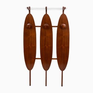 Teak Wall Coat Rack in the Style of Franco Campo and Carlo Graffi, 1950s