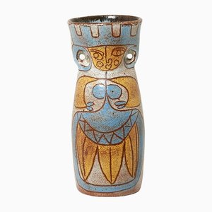 Große Mid-Century Totem Vase aus Keramik von Les potiers d Accolay, Frankreich, 1950er