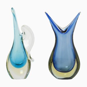Vasi in vetro di Murano sommerso, anni '70, set di 2