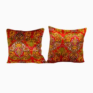 Vintage Turkish Velvet Pillow Covers, Set of 2