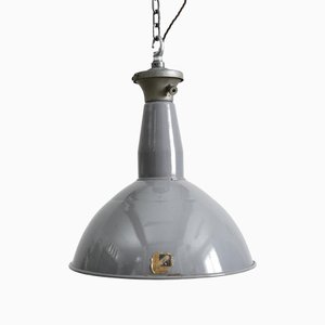 Industrial Grey Dome Pendant Light by Benjamin Crysteel, 1950s