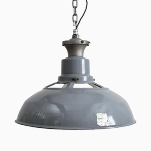 Industrial Grey Vented Pendant Light by by Benjamin Crysteel, 1950s