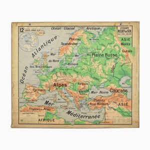 Vintage French Europe Wall Map by Vidal Lablache, 1960s