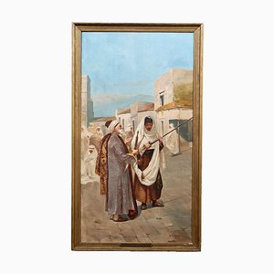 Italian Artist, The Guns Dealer, 19th-20th Century, Oil on Canvas, Framed