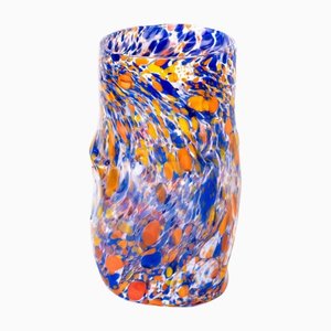 Gotto Cup in Blue Orange and Clear Murano Glass by Davide Dona