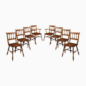 Elm Dining Chairs, 1890s, Set of 8