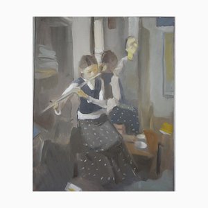 Igor Smekalov, Kleines Mädchen Flötenspiel im Spiegel, 2009, Ölgemälde
