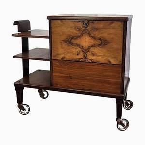Art Deco Style Wood and Brass Dry Bar Cart by Paolo Buffa, Italy, 1930s