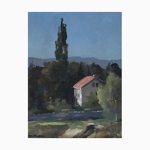 Christian Zwahlen, Rural Landscape, 1943, Oil on Wood, Framed