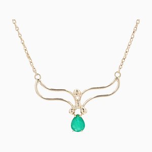 Modern Emerald 18 Karat Rose Gold Necklace