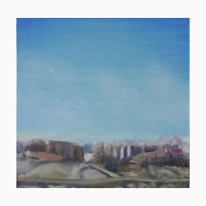 Olivier Furter, Landscape II, 2021, Öl auf Karton, Gerahmt
