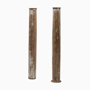 Teilweise patinierte Säulen aus Holz, 19. Jh., 2er Set