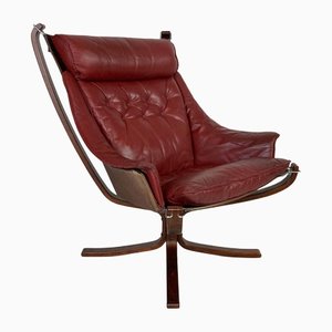 Vintage Leder Falcon Chair mit Hoher Rückenlehne von Sigurd Resell