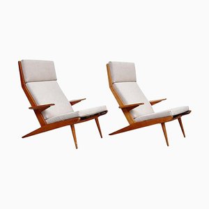 Mid-Century Modern Wood High Back Lounge Chair from Koene Oberman, 1960s, Set of 2