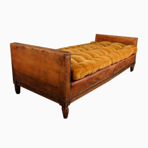 Antique Patinated Sheep Leather Daybed
