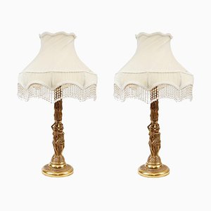 Empire French Ormolu Table Lamps, Set of 2