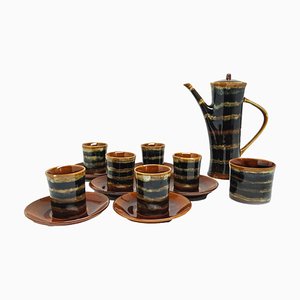 Tiger Coffee by A. Sadulski for Mirostowice Pottery, Polska, 1960s, Set of 14