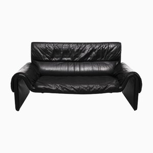 Black Leather Sofa from De Sede, Switzerland, 1978