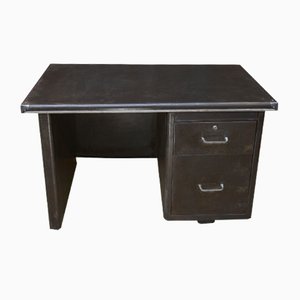 Small Polished Desk with Drawers in Metal, 1950