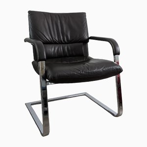 Stuhl aus dunkelbraunem Leder von Mario Bellini für Vitra, 1987