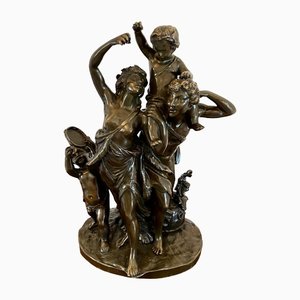 Estatua de doncellas bailarinas antigua de bronce de Clodion, década de 1800