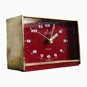 German Electronic Ato-Mat Desk Clock in Brass from Junghans, 1970s