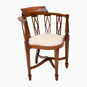 Antique Edwardian Inlaid Corner Chair, 1890s