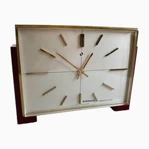 Reloj de escritorio suizo de latón de Sindaco Electronic Lic. Ato, años 60