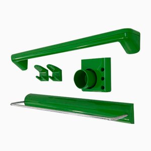 Green Bathroom Rack and Hooks from Gedy, 1970s, Set of 5