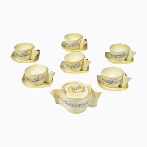 Music Coffee Service by Mario Sturani for Lenci Turin, 1940s, Set of 7